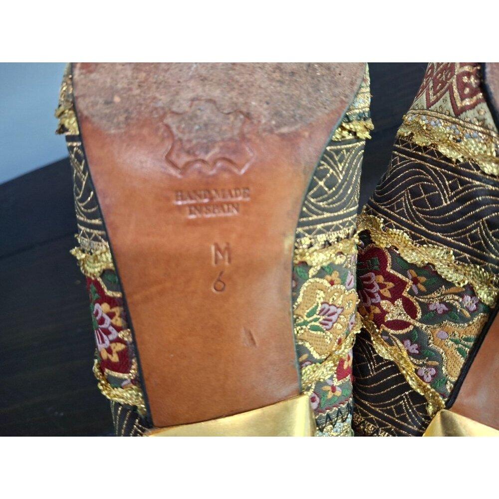 Diva Brown and Gold Embroidered Mules - Picture 8 of 9